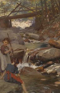 Girl by the Wild Stream Bank by Unbekannt Unbekannt